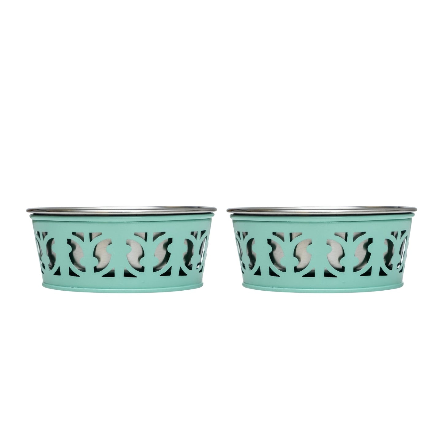 Eco-friendly Stainless Steel Farmhouse Dog Bowl - Mint Green-0