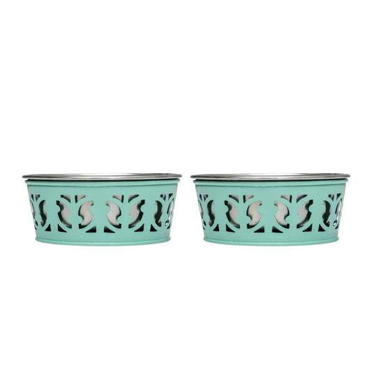 Eco-friendly Stainless Steel Farmhouse Dog Bowl - Mint Green-0