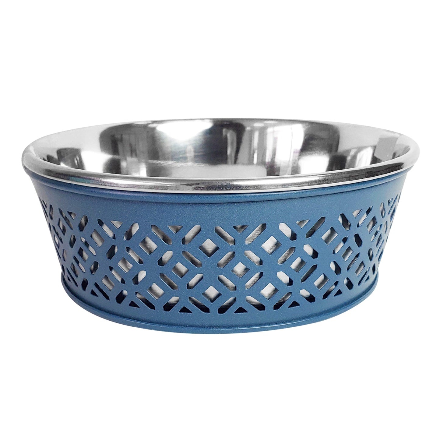 Eco-Friendly Stainless Steel Farmhouse Dog Bowl - Blue-0