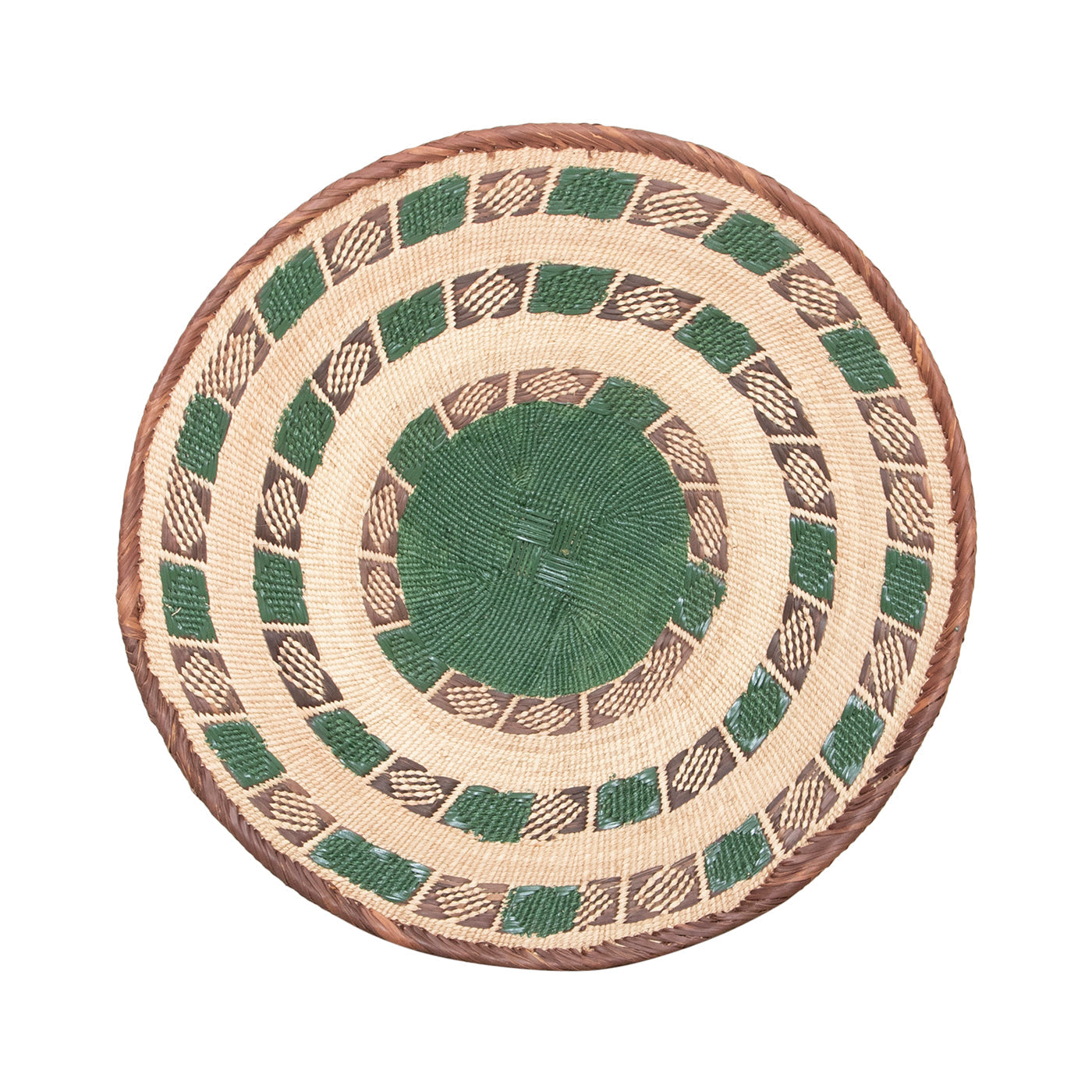 Tonga Painted Pattern Baskets | Green Pattern-3