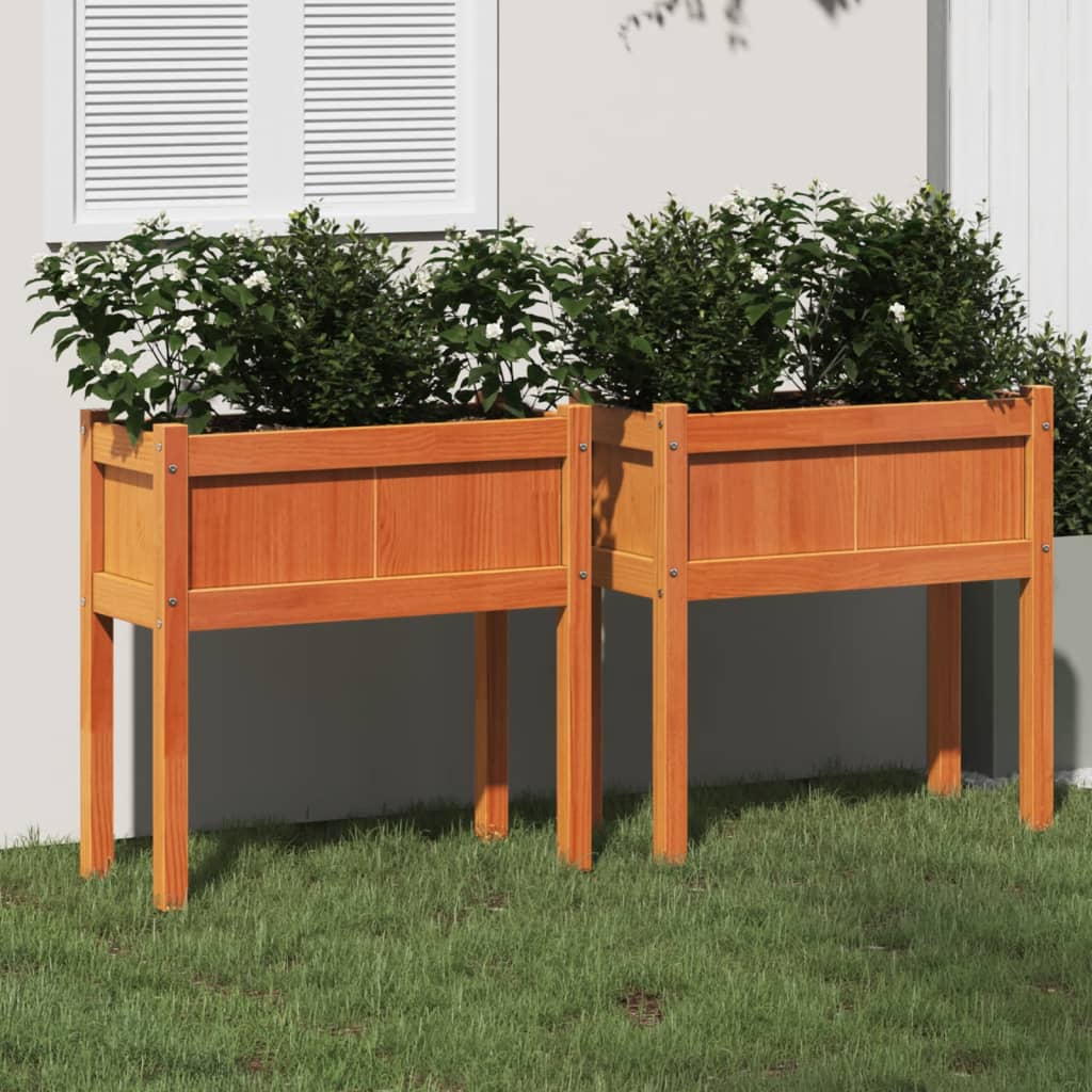 vidaXL Garden Planters with Legs Outdoor Flower Box Pot Solid Wood Douglas-5