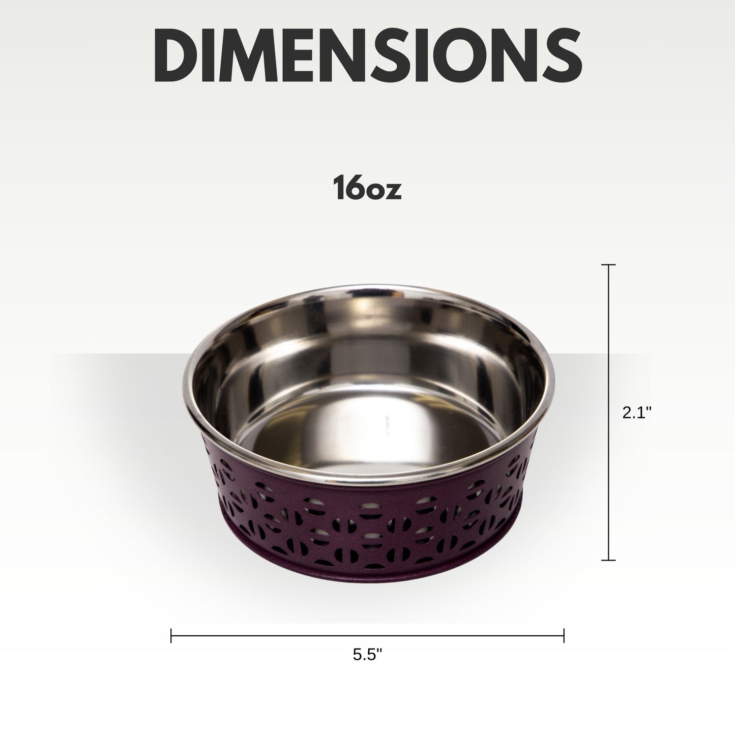 Eco-Friendly Stainless Steel Farmhouse Dog Bowl - Plum Wine (16oz)-4