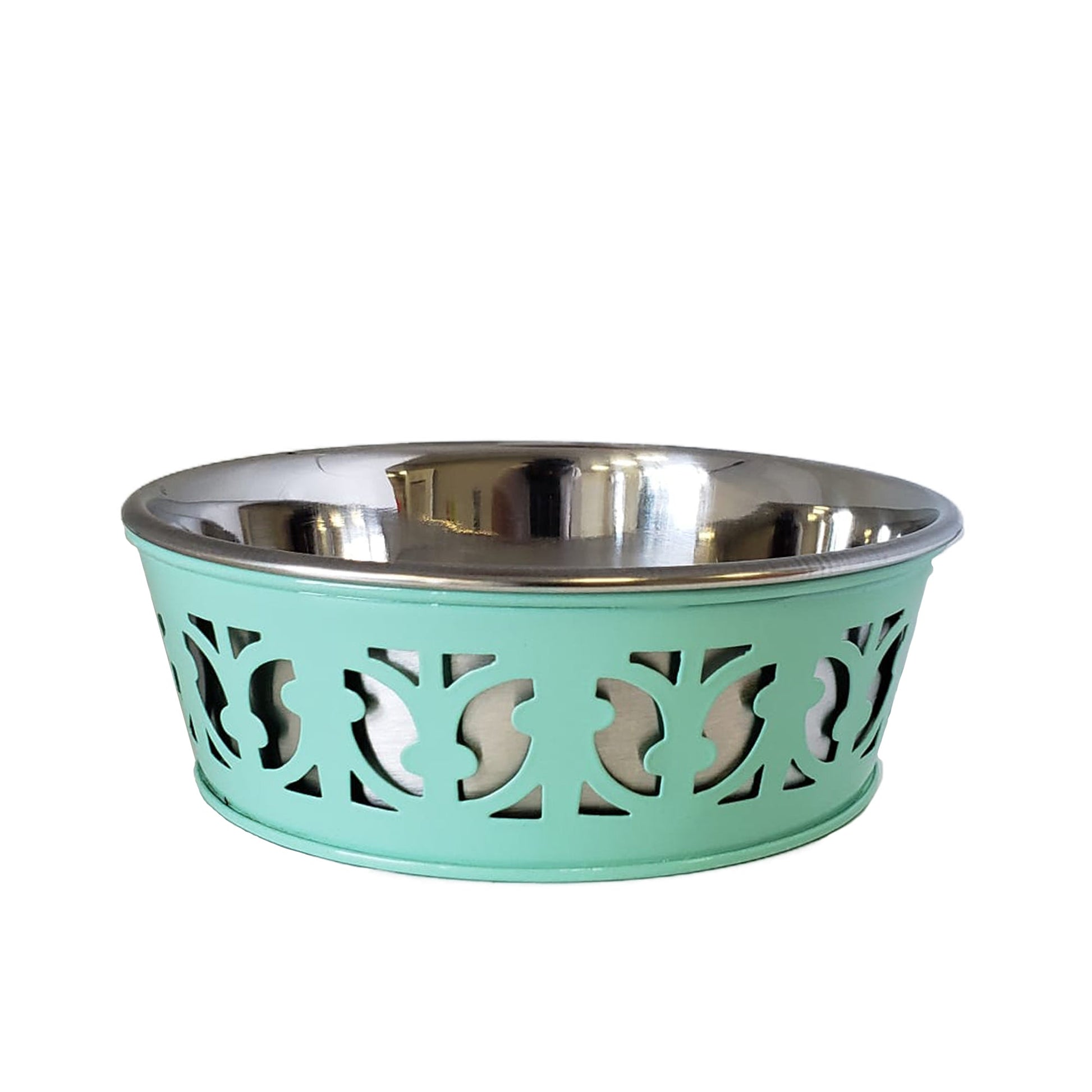 Eco-friendly Stainless Steel Farmhouse Dog Bowl - Mint Green-1