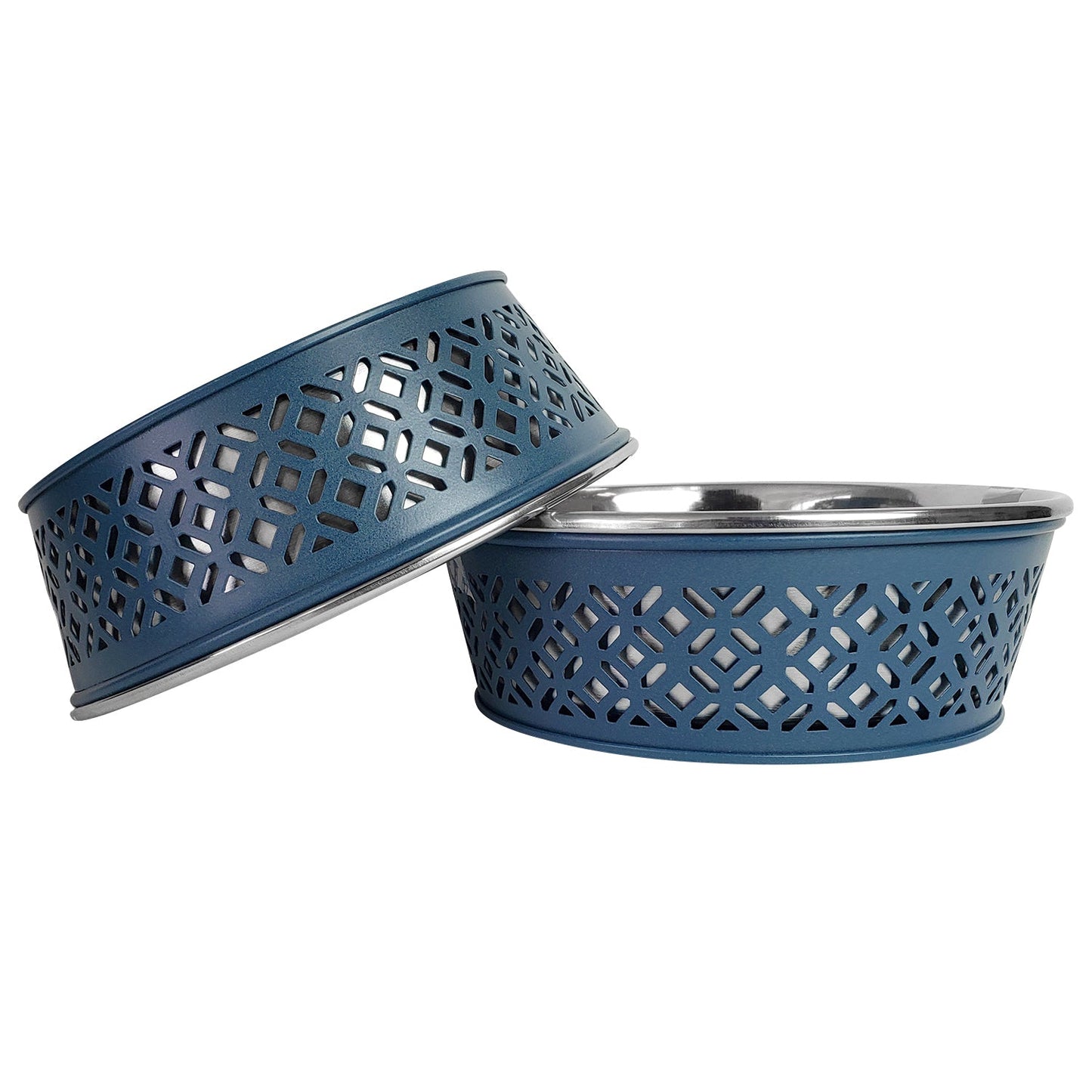 Eco-Friendly Stainless Steel Farmhouse Dog Bowl - Blue-2