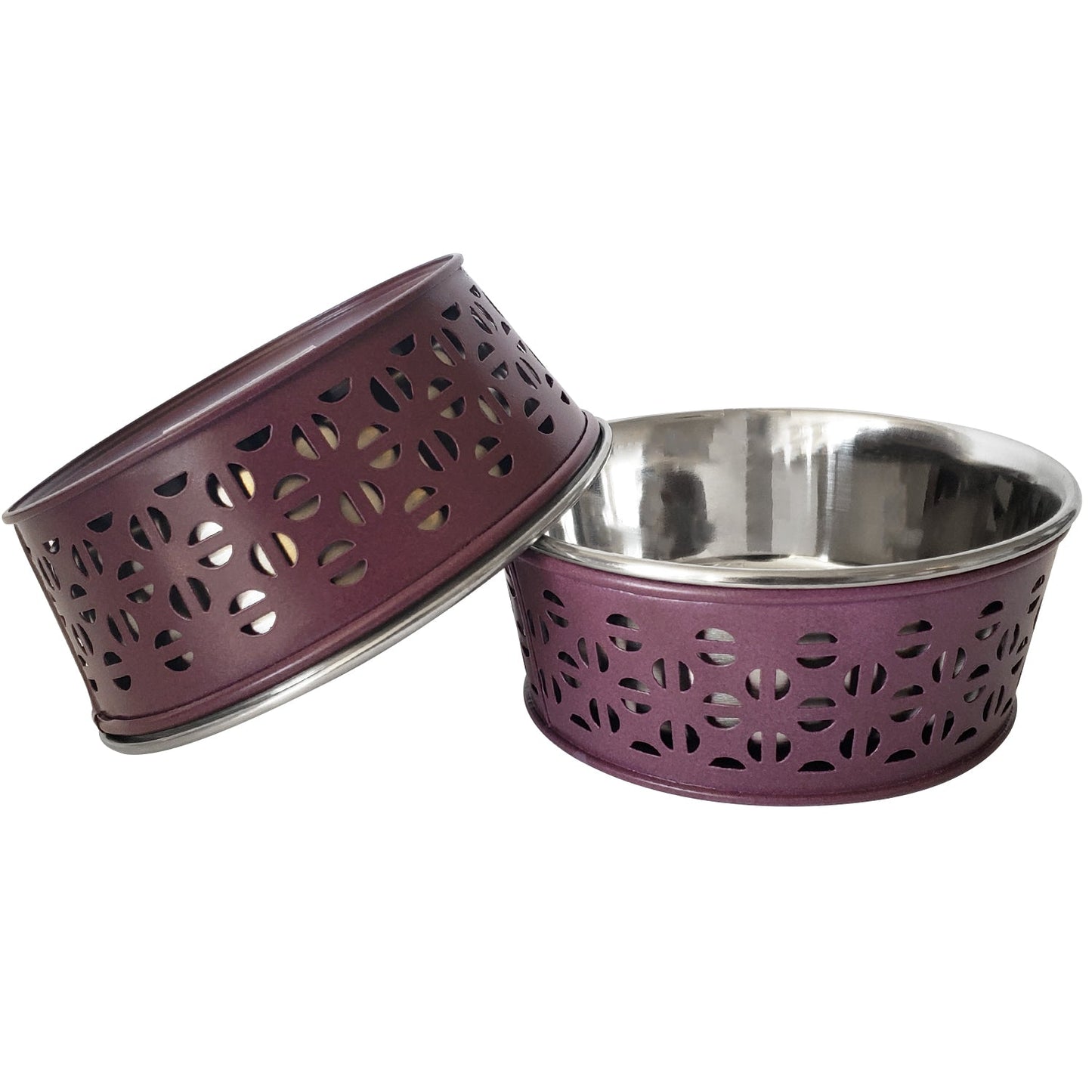 Eco-Friendly Stainless Steel Farmhouse Dog Bowl - Plum Wine (16oz)-1