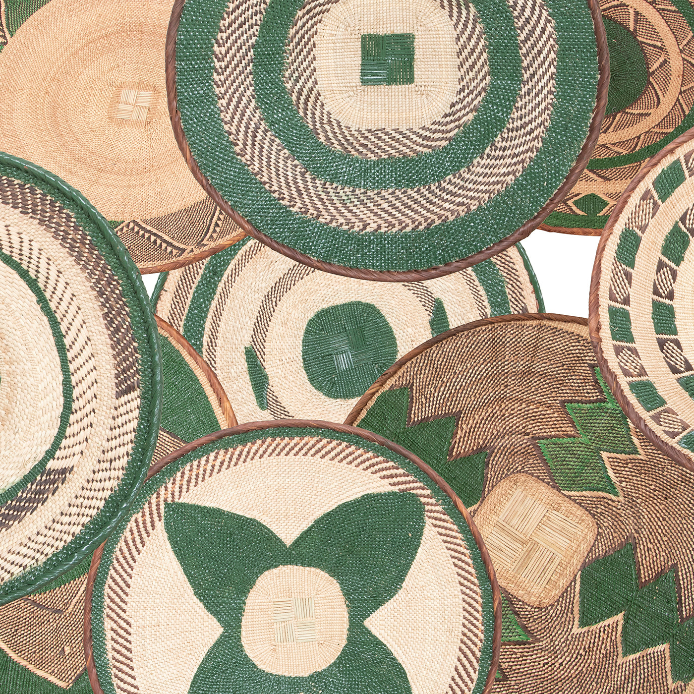 Tonga Painted Pattern Baskets | Green Pattern-0