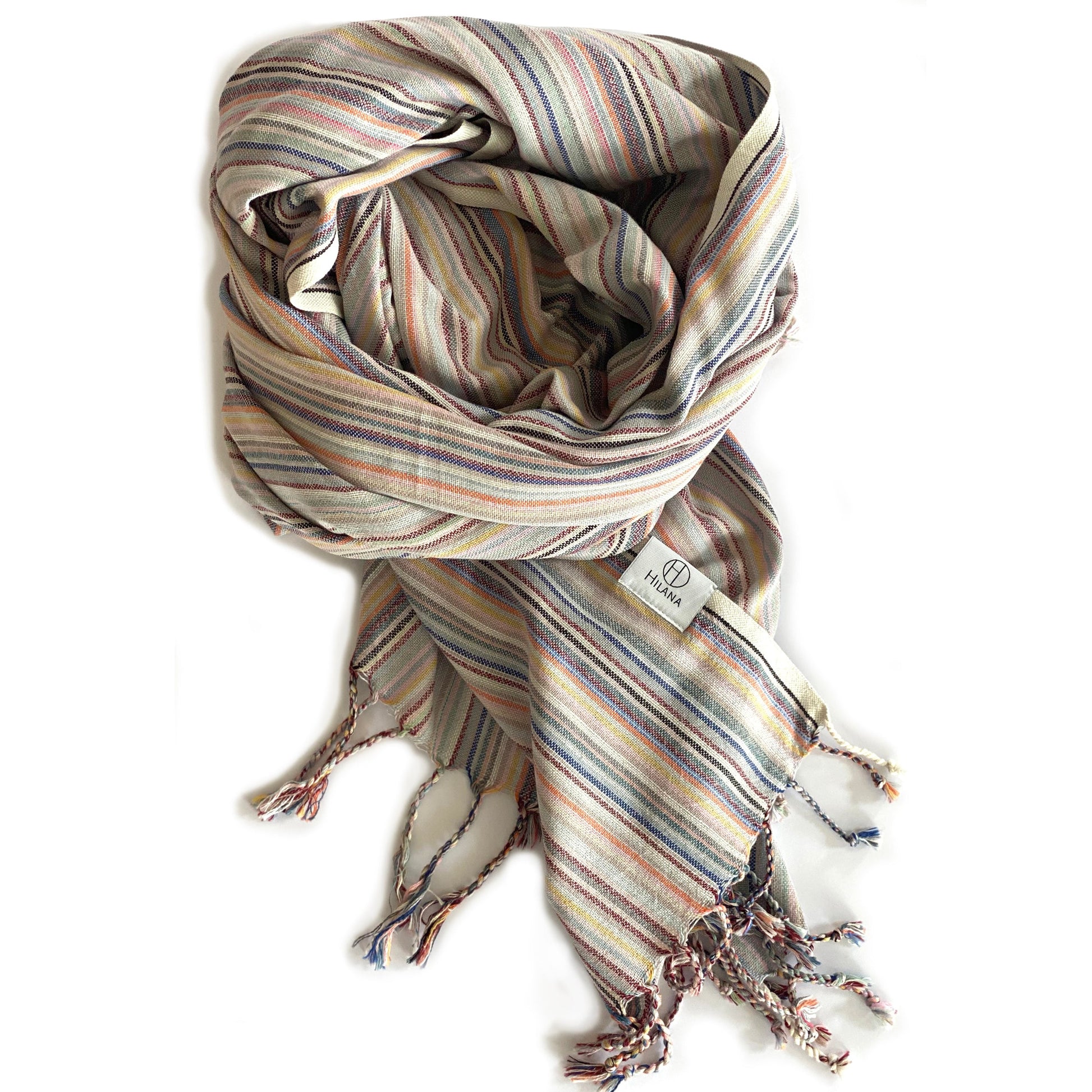 Casablanca Sustainable Striped Turkish Towel / Blanket Beige-1