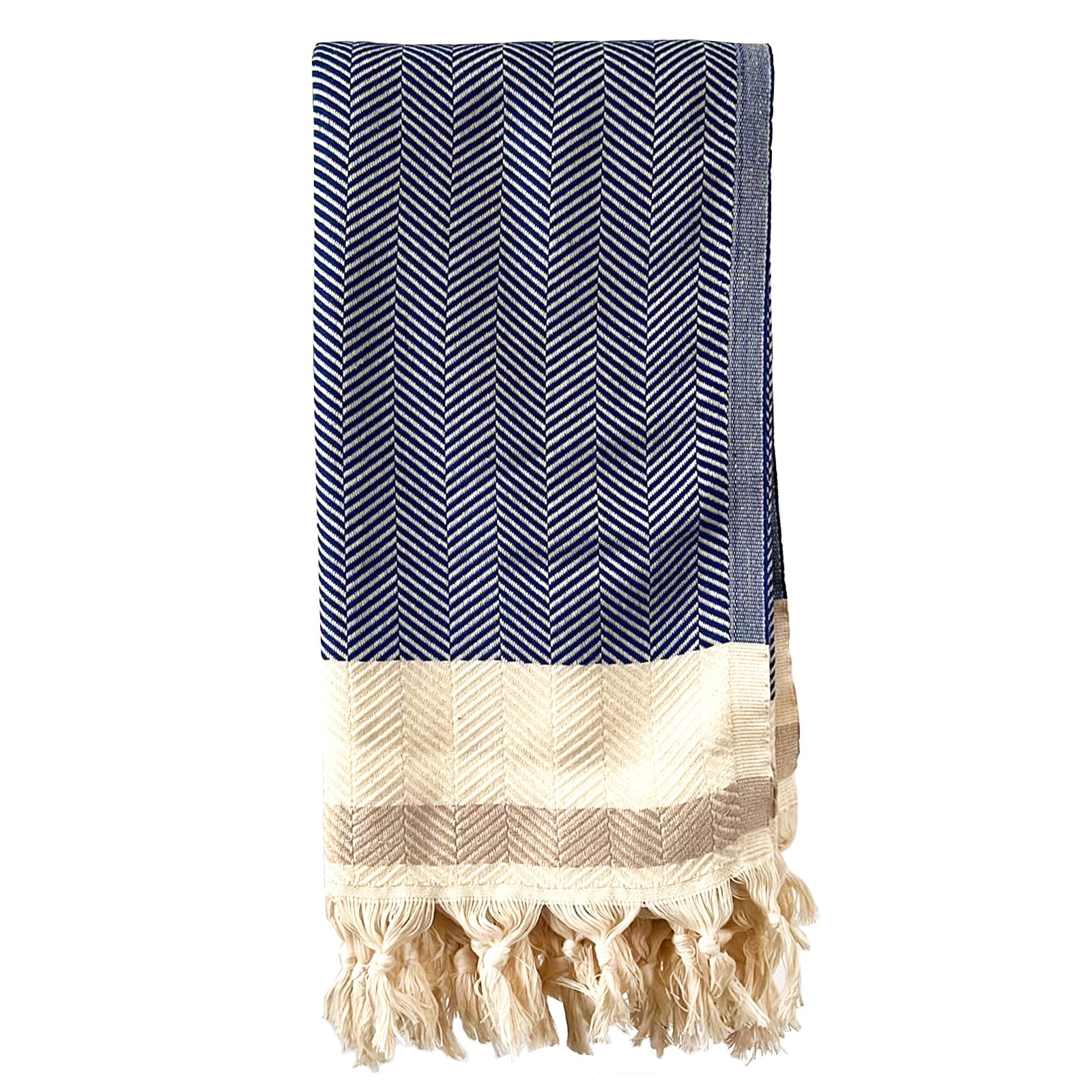 Pipa Sustainable Hand-loomed Throw Blanket - Blue-2