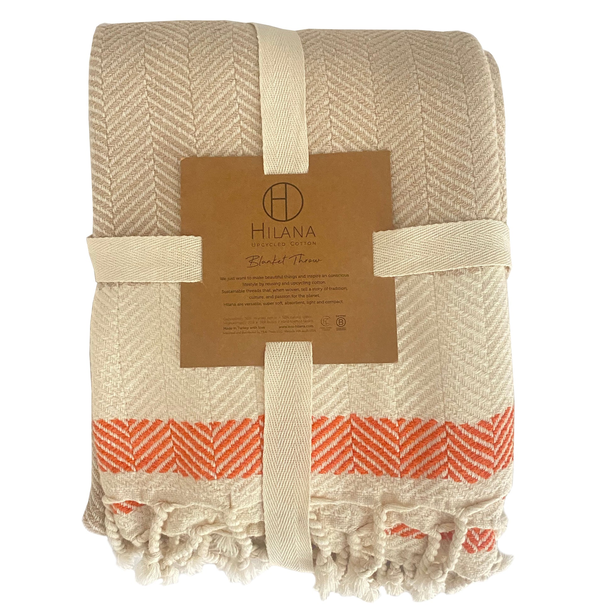 Pipa Sustainable Hand-loomed Throw Blanket - Beige-0