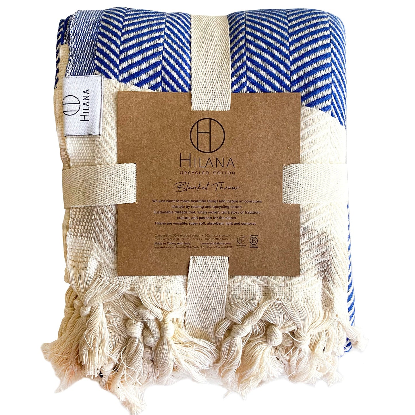 Pipa Sustainable Hand-loomed Throw Blanket - Blue-0