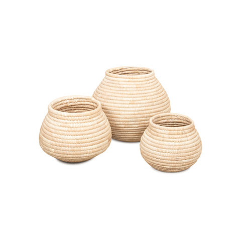 Malawian Woven Bowl Baskets | Set of 3-0