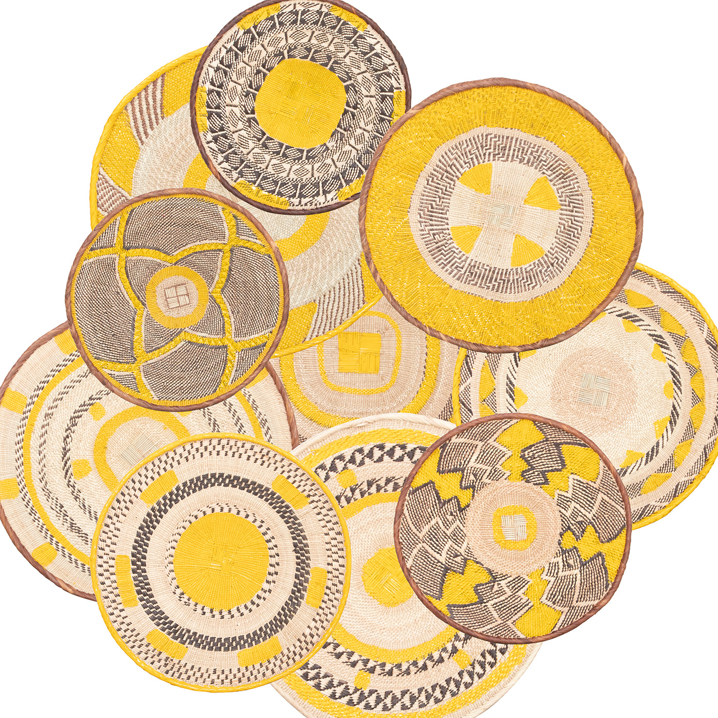 Tonga Painted Pattern Baskets | Yellow Pattern-0