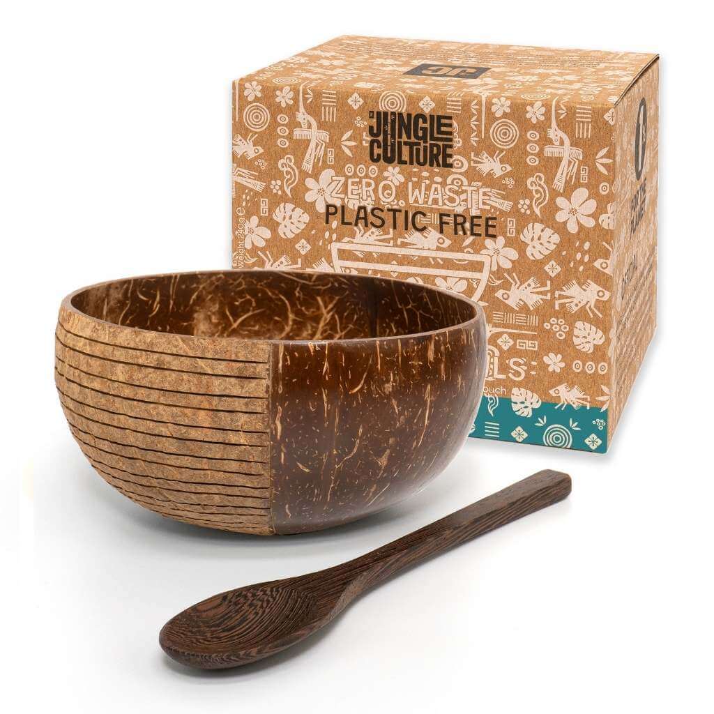 Patterned Coconut Bowl & Spoon Single Set-0