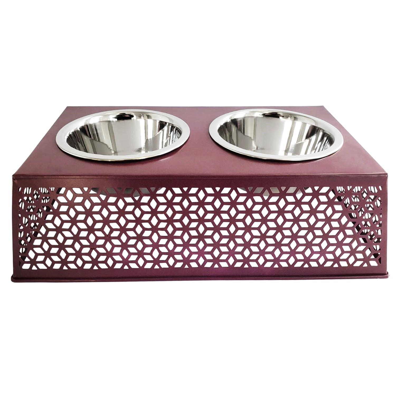 Eco-Friendly Elevated Country Dog Feeder - Plum Wine-0