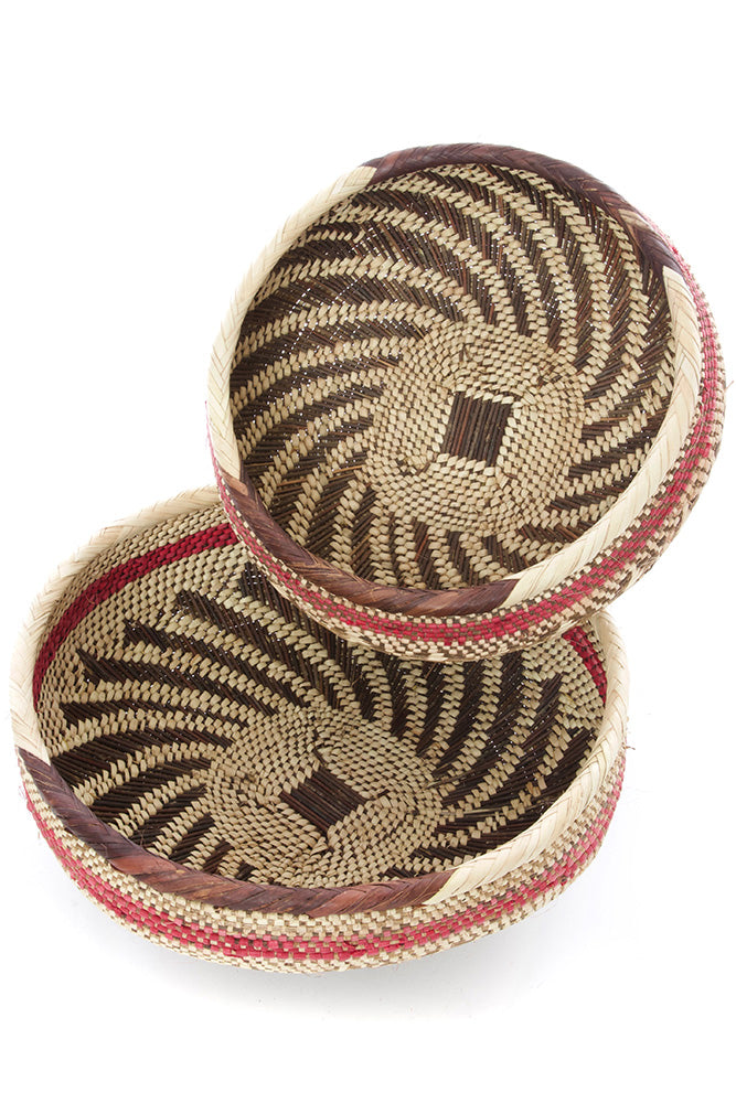 Pink and Natural Nesting Tonga Baskets-1