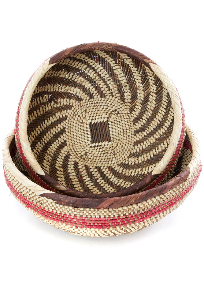 Pink and Natural Nesting Tonga Baskets-0